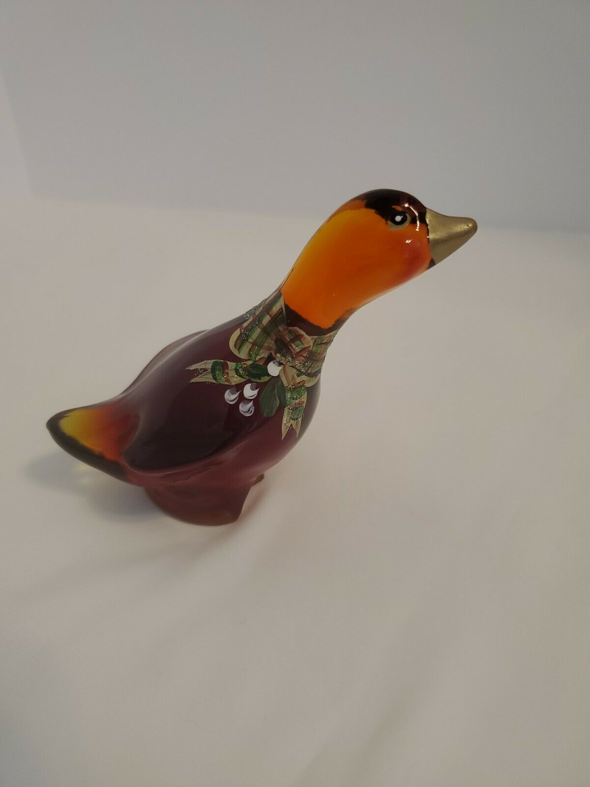 Fenton Art Glass Christmas Red Goose Figurine