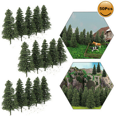50pcs Model Pine Trees 5cm 1:150 Green Pines For N Scale Model Railroad Layout