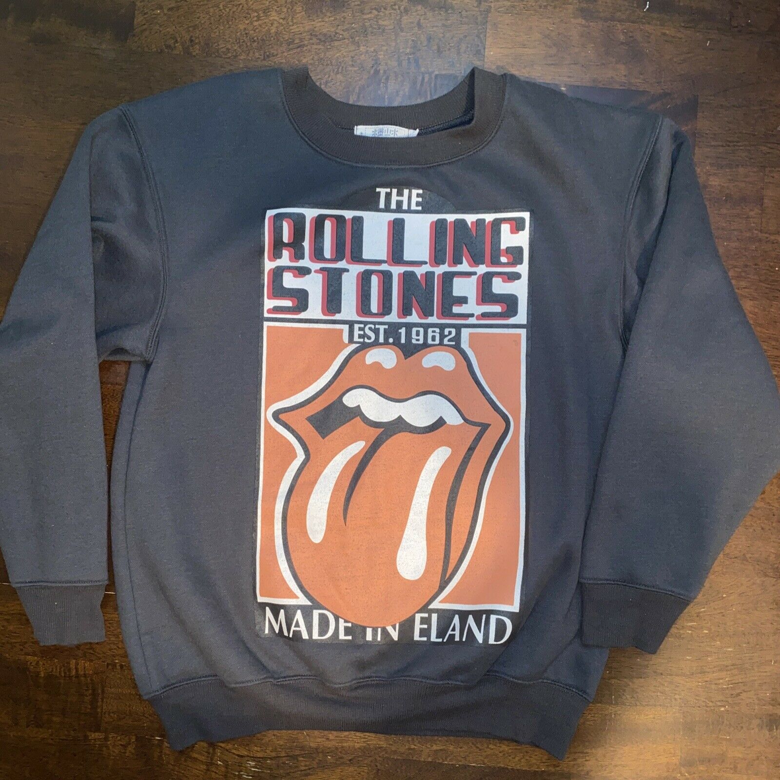 The Rolling Stones Fast Tour Of England Crewneck Black Grey Sweater Size Xl